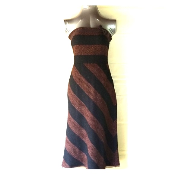 Prada Dresses & Skirts - Prada Black/Brown Wool Strapless Dress